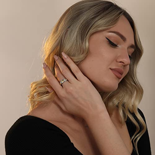 POPLYKE Sterling Silver Anxiety Spinner Rings Rotatable Mood Rings for Women Relieve Stress Gift