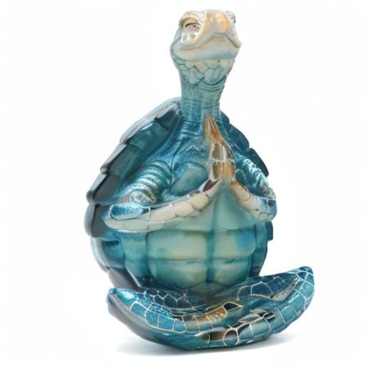 VVGIFTS Sea Turtle Meditation Yoga Decor, Garden Figurine Sea Turtle Meditating Coastal Beach Decorations, Zen Yoga Resin Statue for Home Office Decorations (Put The Palm Separate)