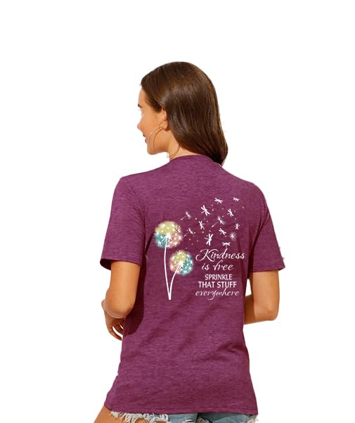 Be Kind Shirt for Women Teacher Kindness Positive Message Tshirt Dandelion Graphic Summer Tee Tops