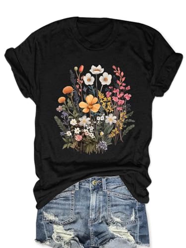 Sunflower Shirts for Women Faith Graphic Tees Short Sleeve Loose Fit Butterfly Teen Girls T Shirt Summer Tops