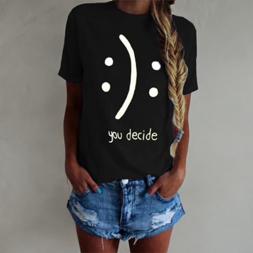 BLACKMYTH Women's T-Shirts Cotton Funny Graphic Design Casual Short Sleeve Top Tees