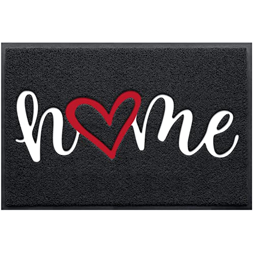 Door Mat Home Welcome Mats Outdoor and Indoor, Heavy-Duty Low-Profile Non-Slip Front Welcome Mat for Home Entrance, Outside Entry, Yard, Floor, Patio (30''x17.5'', Black)