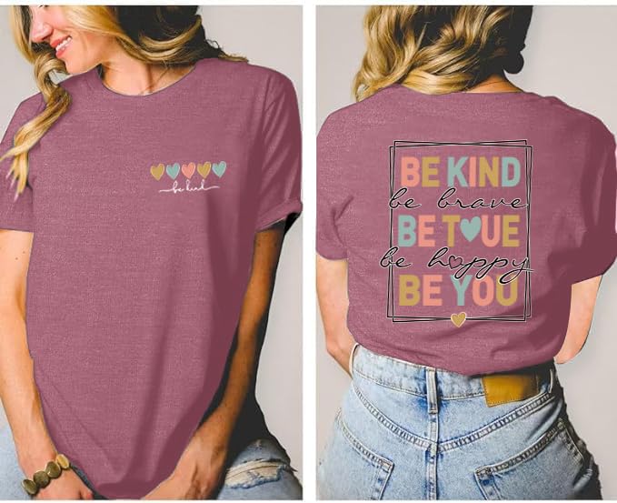 Be Kind Shirt for Women Teacher Kindness Positive Message Tshirt Dandelion Graphic Summer Tee Tops