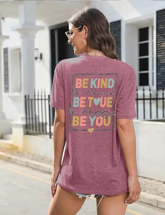 Be Kind Shirt for Women Teacher Kindness Positive Message Tshirt Dandelion Graphic Summer Tee Tops