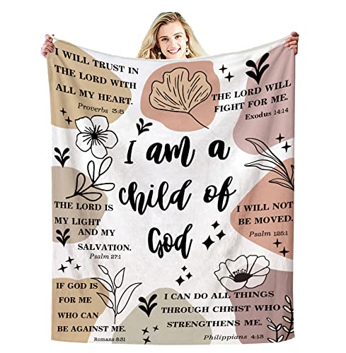 Christian Gifts for Women Inspirational Bible Verse Blanket Religious Scripture Prayer Faith Throw Blanket Soft Flannel Healing Blanket 50"X40"