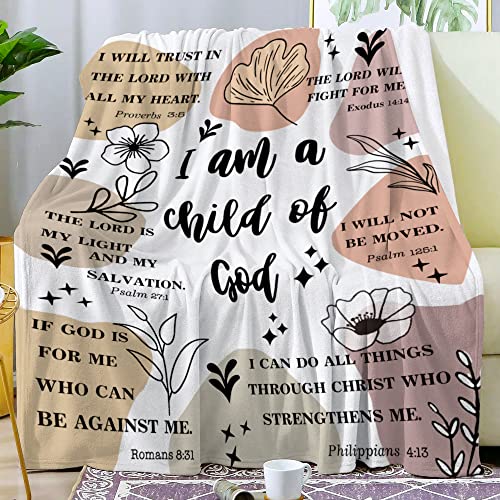 Christian Gifts for Women Inspirational Bible Verse Blanket Religious Scripture Prayer Faith Throw Blanket Soft Flannel Healing Blanket 50"X40"
