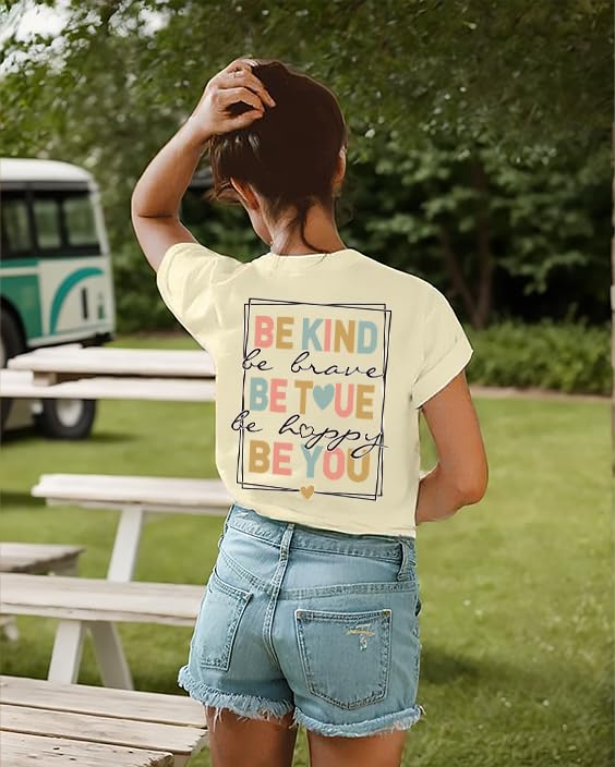 Be Kind Shirt for Women Teacher Kindness Positive Message Tshirt Dandelion Graphic Summer Tee Tops
