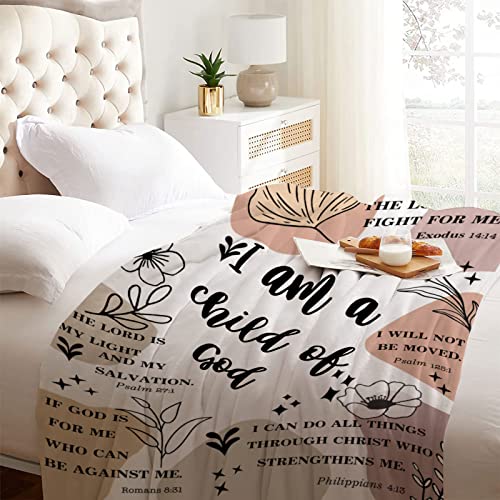 Christian Gifts for Women Inspirational Bible Verse Blanket Religious Scripture Prayer Faith Throw Blanket Soft Flannel Healing Blanket 50"X40"