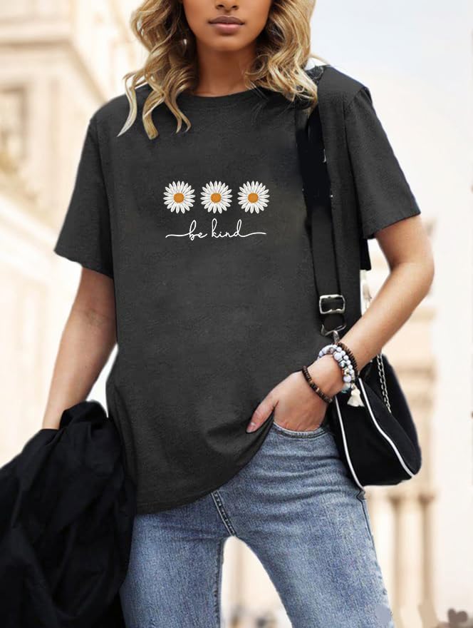 Be Kind Shirt for Women Teacher Kindness Positive Message Tshirt Dandelion Graphic Summer Tee Tops