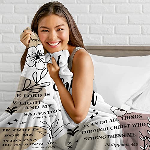 Christian Gifts for Women Inspirational Bible Verse Blanket Religious Scripture Prayer Faith Throw Blanket Soft Flannel Healing Blanket 50"X40"