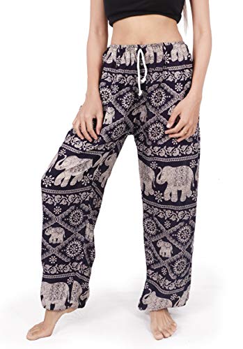 Banjamath® Women's Smocked Waist Harem Hippie Boho Yoga Palazzo Casual Pants