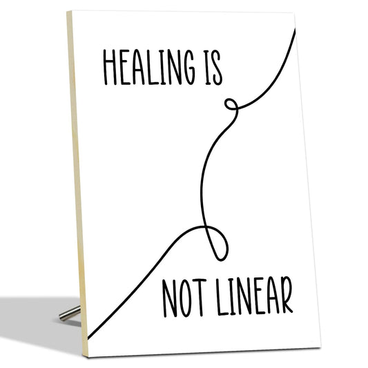 Mental Health Wooden Sign Wall Art Decor, Inspirational Gifts for Counselor Therapist, Healing Is Not Linear Wall Art Decor Tabletop Decor Wooden Desk Decor for Counselor Office Therapist Office -25
