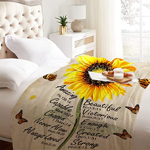 Christian Gifts for Women Inspirational Bible Verse Blanket Religious Scripture Prayer Faith Throw Blanket Soft Flannel Healing Blanket 50"X40"