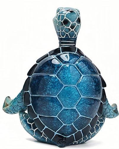 VVGIFTS Sea Turtle Meditation Yoga Decor, Garden Figurine Sea Turtle Meditating Coastal Beach Decorations, Zen Yoga Resin Statue for Home Office Decorations (Put The Palm Separate)