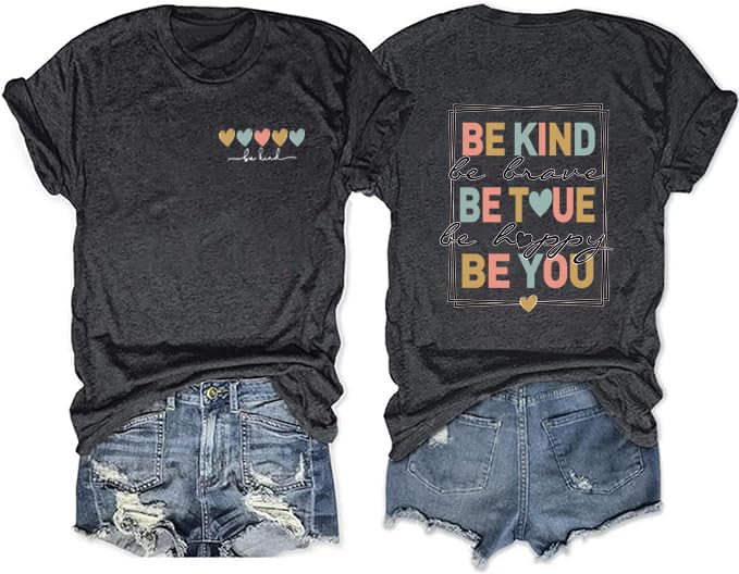 Be Kind Shirt for Women Teacher Kindness Positive Message Tshirt Dandelion Graphic Summer Tee Tops