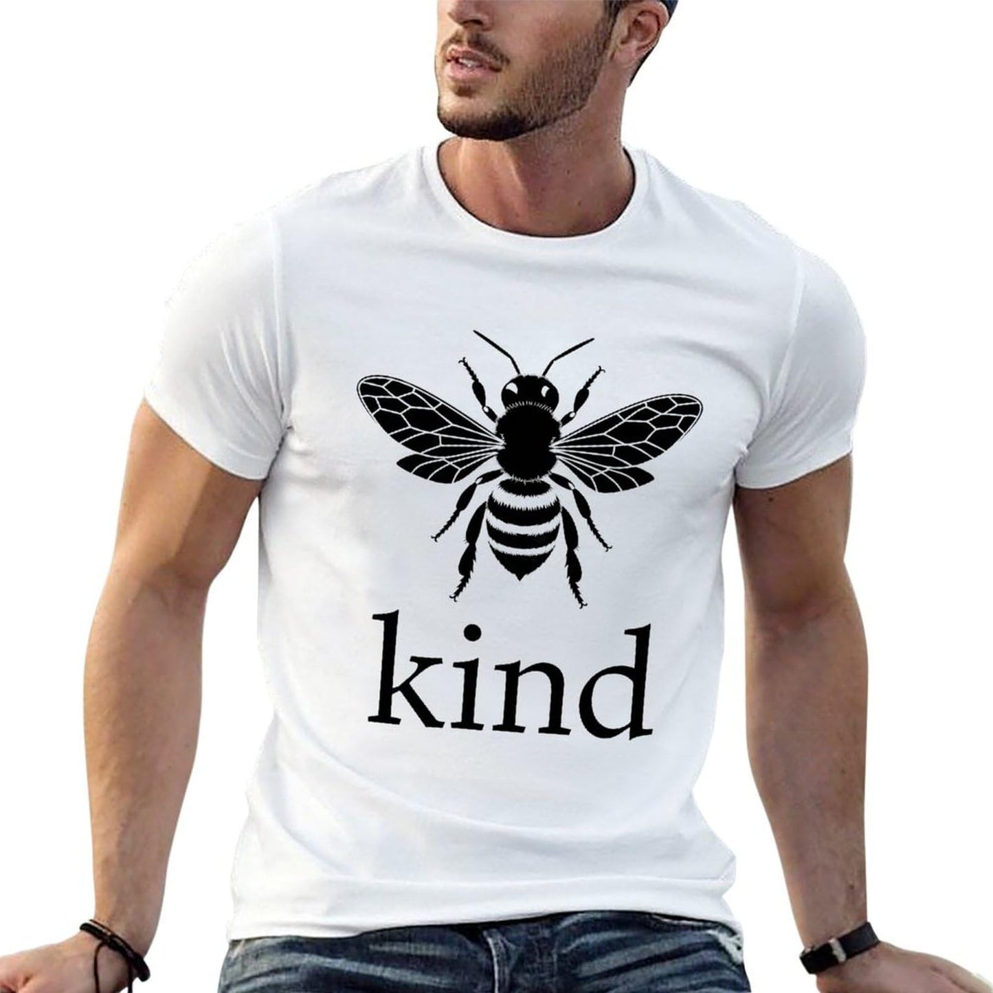 Unisex Cotton T-Shirt Bee Kind Graphic Tee Crewneck Short Sleeve Shirt