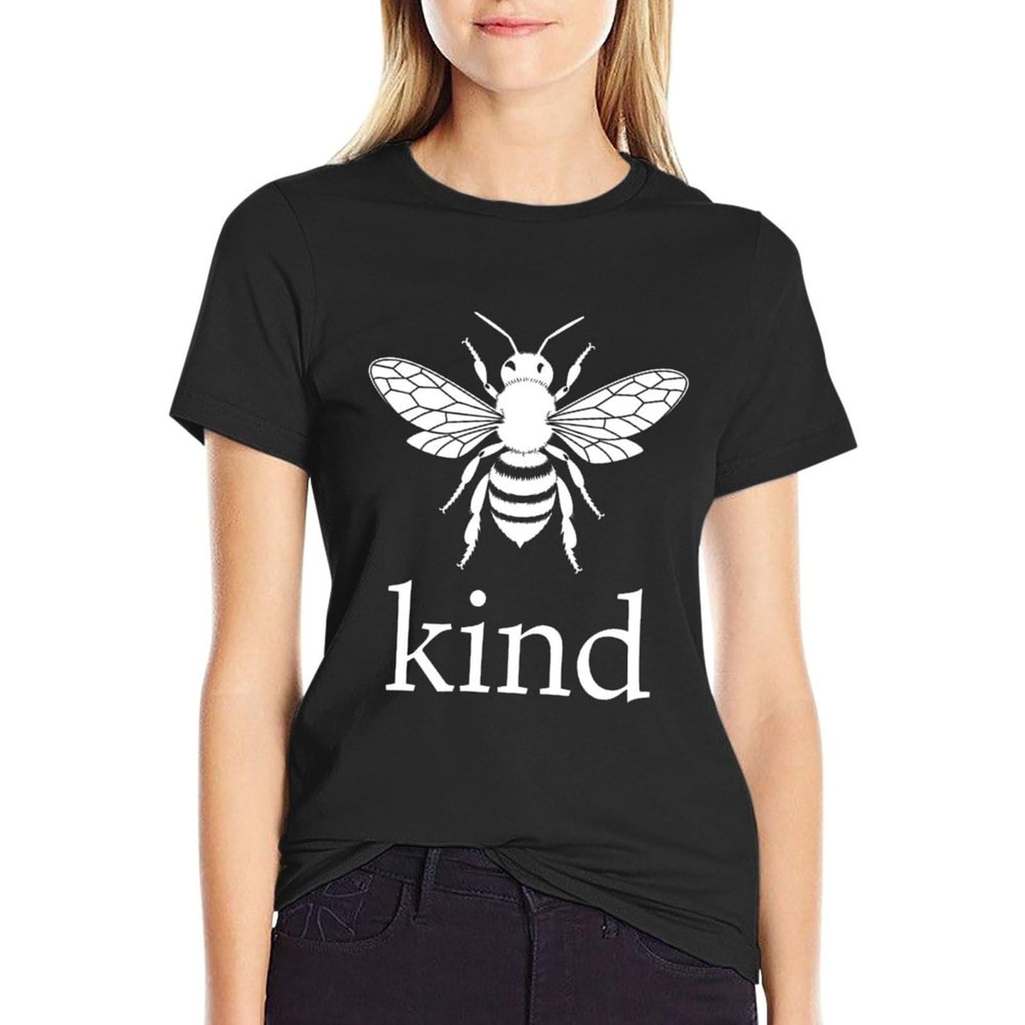 Unisex Cotton T-Shirt Bee Kind Graphic Tee Crewneck Short Sleeve Shirt