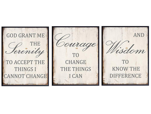 Rustic Serenity Prayer Wall Decor Set - 8x10 Shabby Chic Farmhouse 12 Step Posters for Home or Apartment Decoration - AA, Alcoholics Anonymous Art Makes a Great Gift - Unframed Photo Pictures