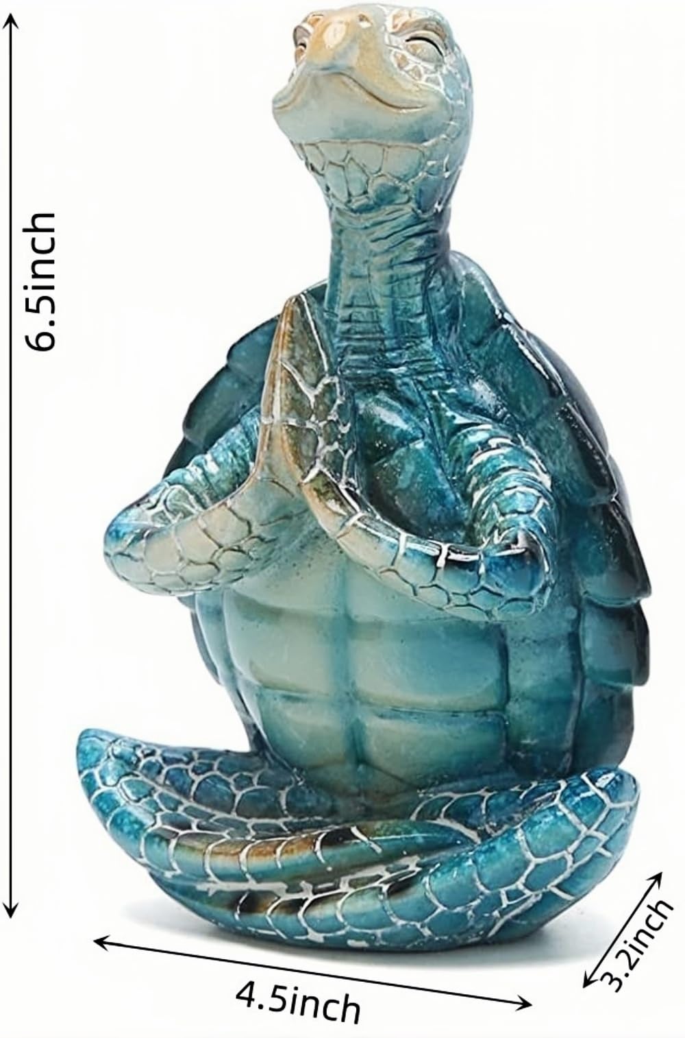 VVGIFTS Sea Turtle Meditation Yoga Decor, Garden Figurine Sea Turtle Meditating Coastal Beach Decorations, Zen Yoga Resin Statue for Home Office Decorations (Put The Palm Separate)