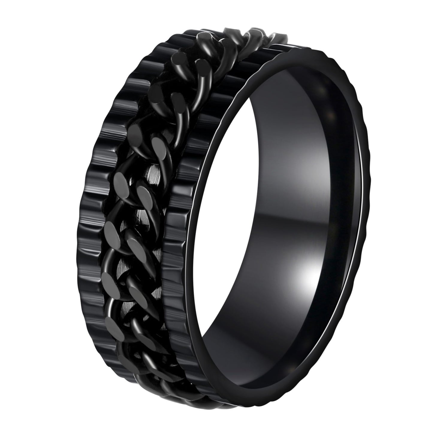 Mens Fidget Rings Anxiety Rings for Men Womens Chain Spinner Rings for Adults Titanium Steel Rings