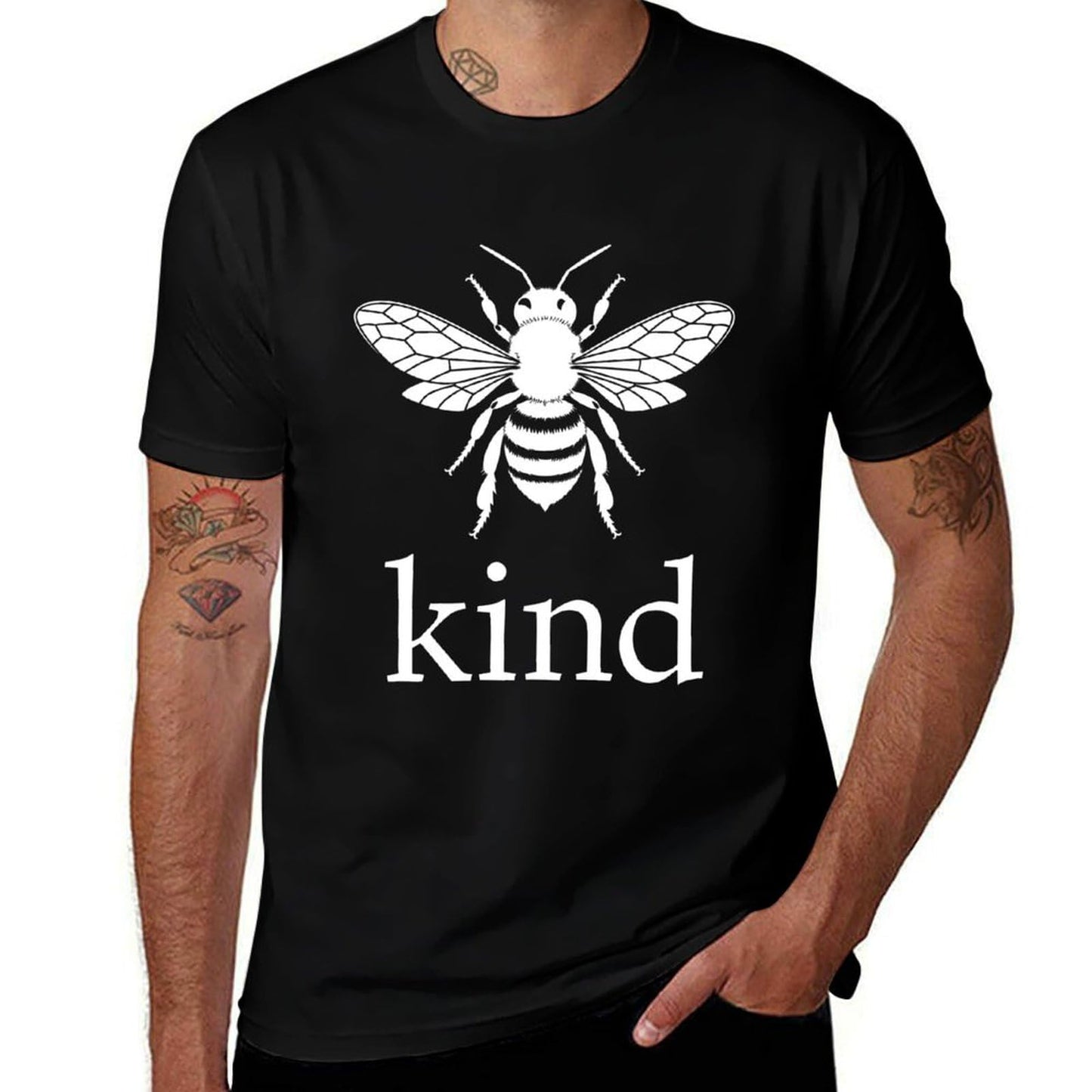 Unisex Cotton T-Shirt Bee Kind Graphic Tee Crewneck Short Sleeve Shirt