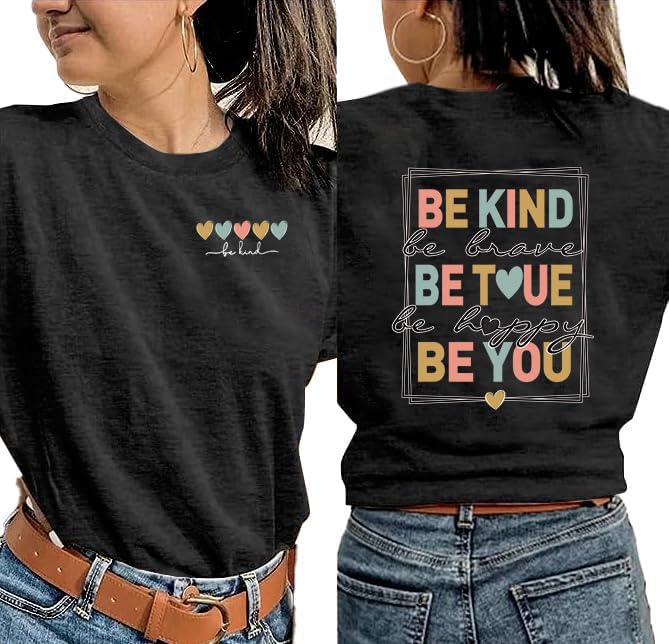 Be Kind Shirt for Women Teacher Kindness Positive Message Tshirt Dandelion Graphic Summer Tee Tops