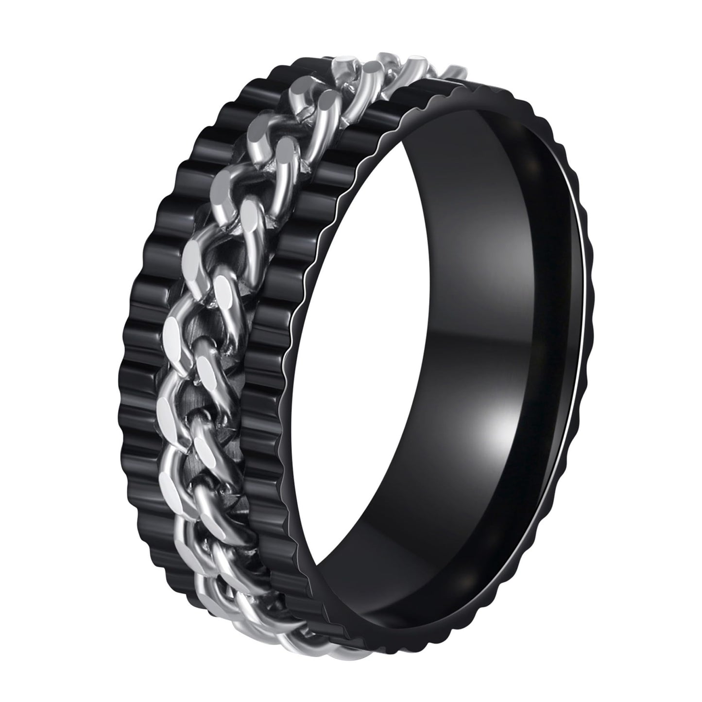 Mens Fidget Rings Anxiety Rings for Men Womens Chain Spinner Rings for Adults Titanium Steel Rings