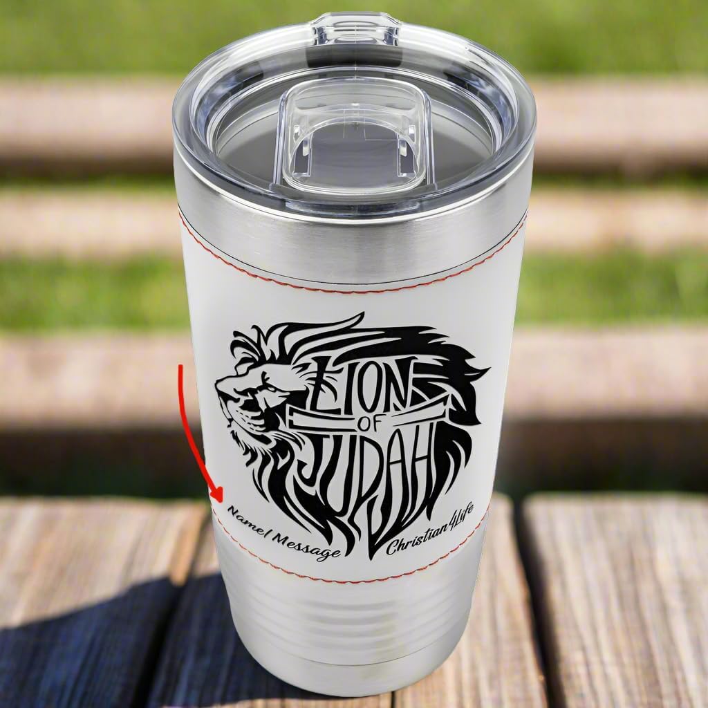 Lion of Judah 20oz Insulated Baseball Tumbler - Christian Gift (Add an optional personalized name or message), Stainless Steel Tumbler