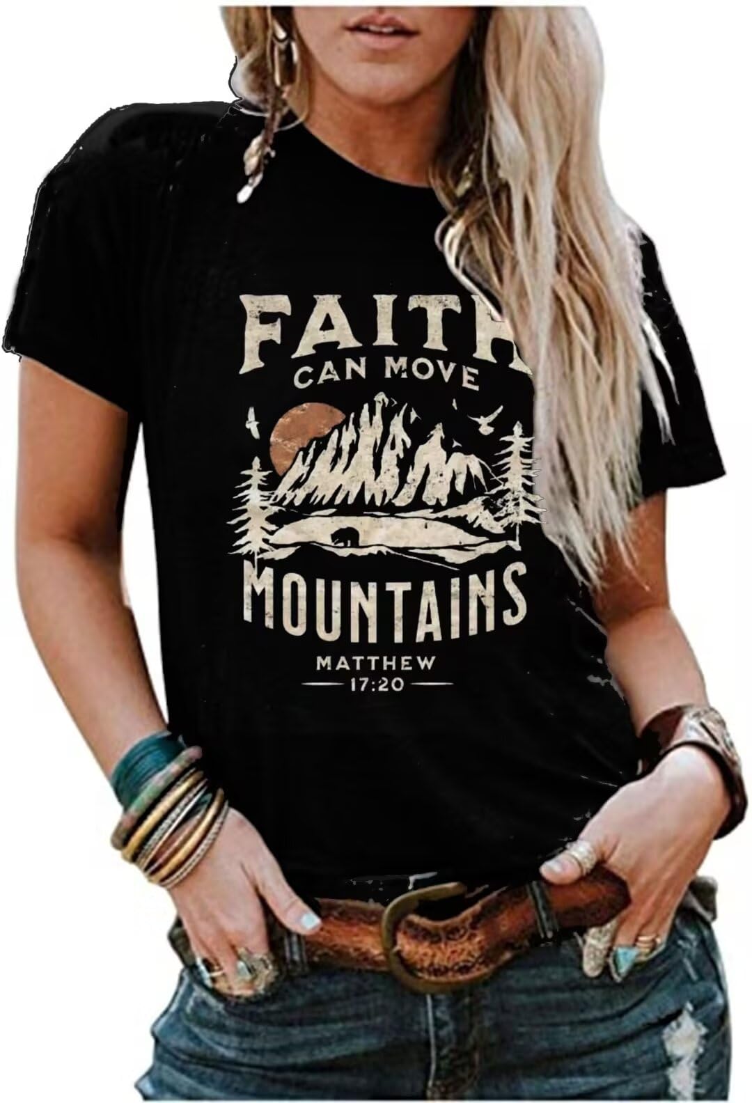 Sun and Mountain Shirt for Women Camping Hiking Shirt Sunrise Pine Tree Graphic Tees Nature Casual Short Sleeve Shirt