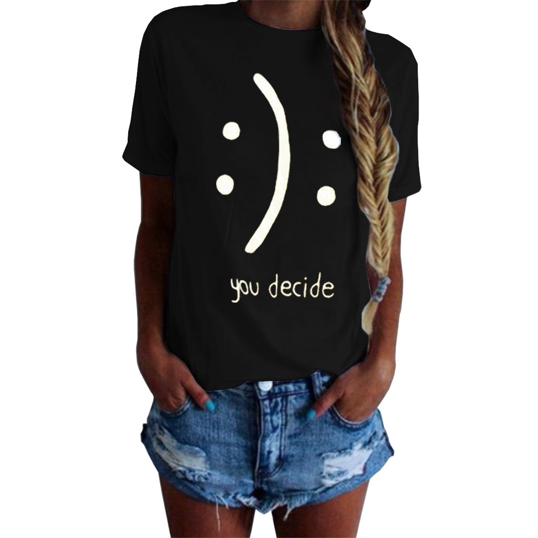 BLACKMYTH Women's T-Shirts Cotton Funny Graphic Design Casual Short Sleeve Top Tees