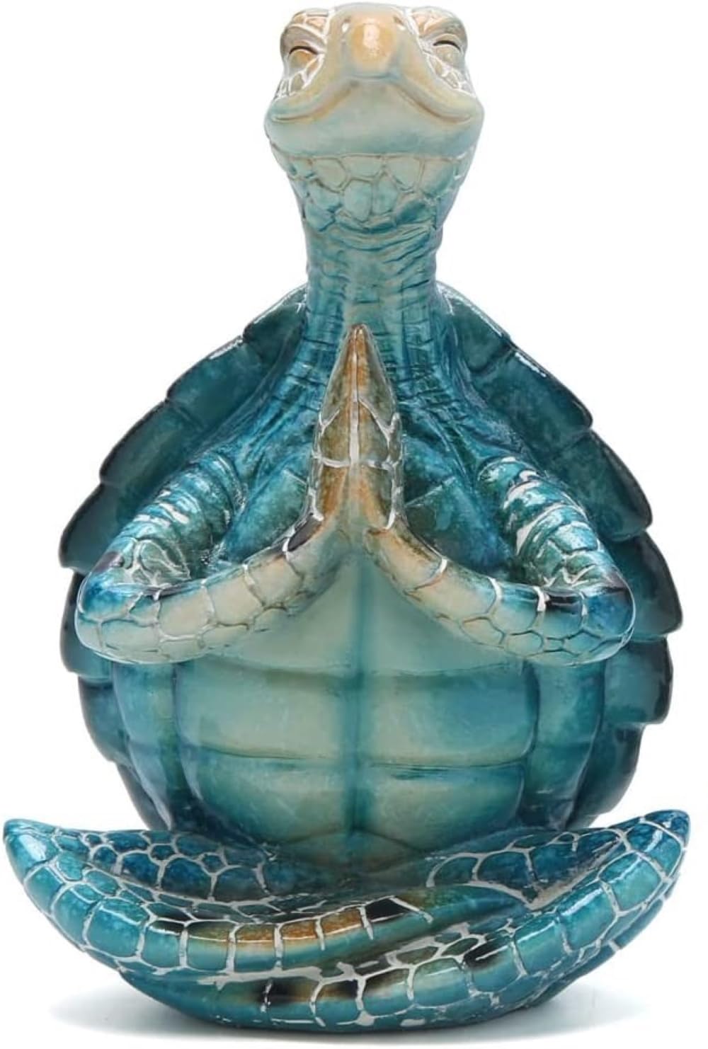 VVGIFTS Sea Turtle Meditation Yoga Decor, Garden Figurine Sea Turtle Meditating Coastal Beach Decorations, Zen Yoga Resin Statue for Home Office Decorations (Put The Palm Separate)