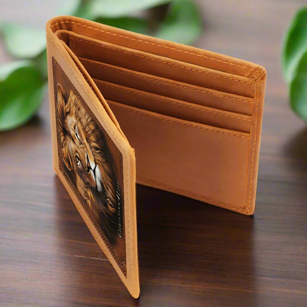 Lion of Judah Christian4Life Graphic Leather Wallet, Christian wallet, Christian Gift for Man of Faith, Man of God, Christian gift for Christian Men, Lion of Judah Genuine cowhide leather