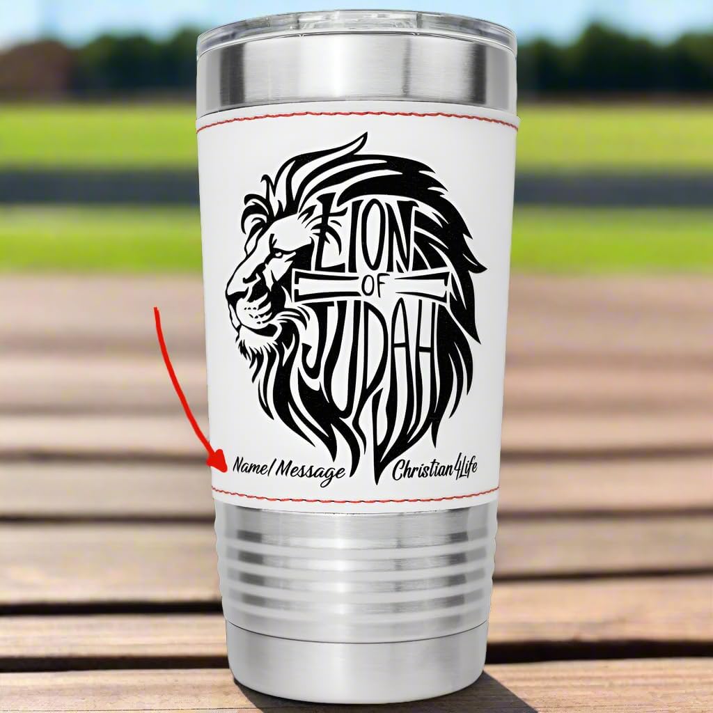Lion of Judah 20oz Insulated Baseball Tumbler - Christian Gift (Add an optional personalized name or message), Stainless Steel Tumbler