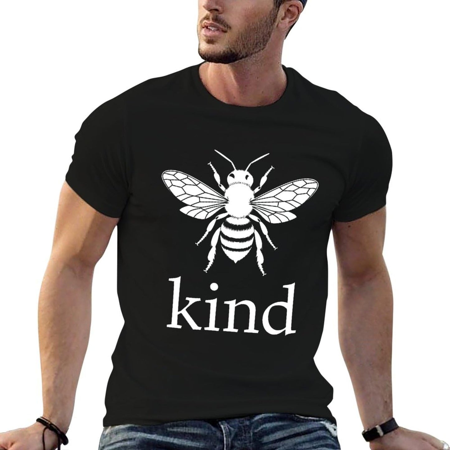 Unisex Cotton T-Shirt Bee Kind Graphic Tee Crewneck Short Sleeve Shirt