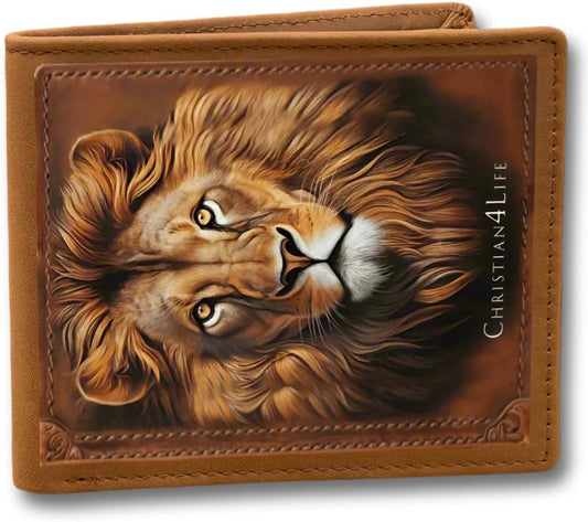 Lion of Judah Christian4Life Graphic Leather Wallet, Christian wallet, Christian Gift for Man of Faith, Man of God, Christian gift for Christian Men, Lion of Judah Genuine cowhide leather