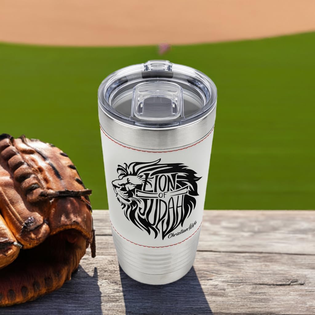 Lion of Judah 20oz Insulated Baseball Tumbler - Christian Gift (Add an optional personalized name or message), Stainless Steel Tumbler