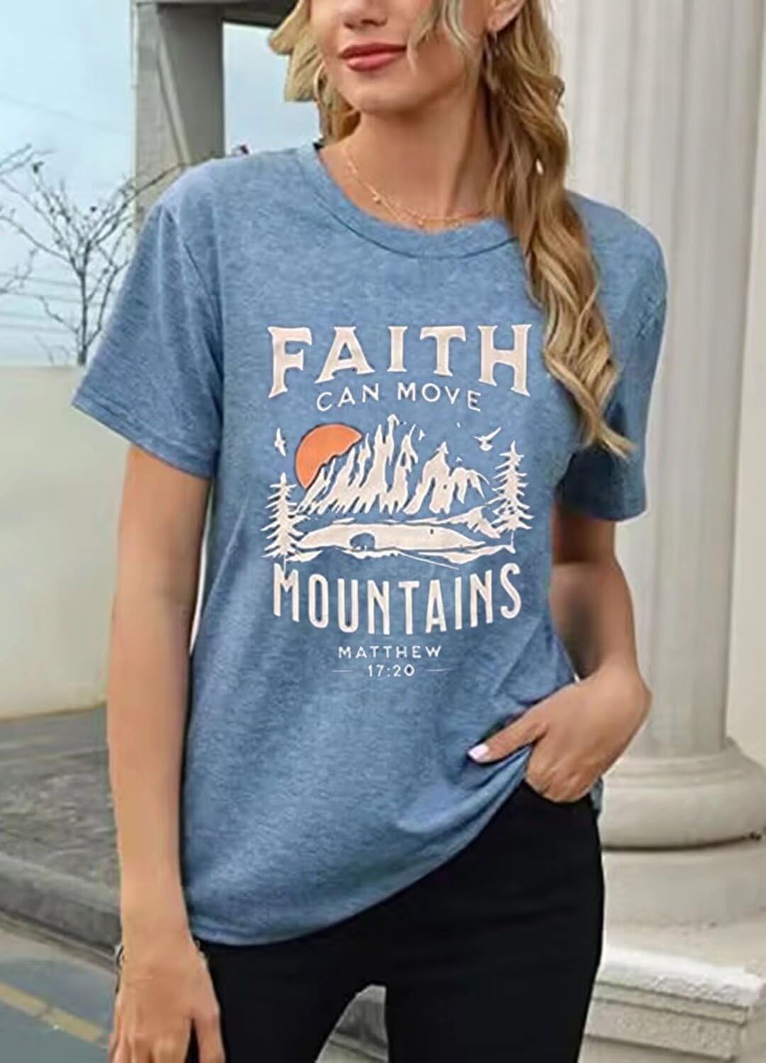 Sun and Mountain Shirt for Women Camping Hiking Shirt Sunrise Pine Tree Graphic Tees Nature Casual Short Sleeve Shirt
