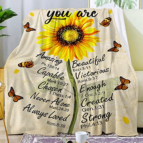 Christian Gifts for Women Inspirational Bible Verse Blanket Religious Scripture Prayer Faith Throw Blanket Soft Flannel Healing Blanket 50"X40"