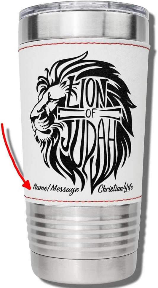 Lion of Judah 20oz Insulated Baseball Tumbler - Christian Gift (Add an optional personalized name or message), Stainless Steel Tumbler