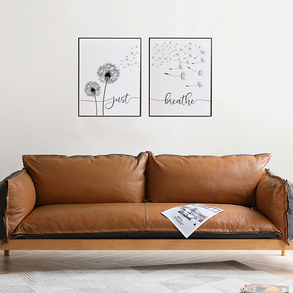 Just Breathe Set Of 2 Prints Dandelion Wall Art Buddha Yoga Wall Decor Inhale Exhale Relax Dandelion Wall Decor Bedroom Art UNFRAMED 11x14inch