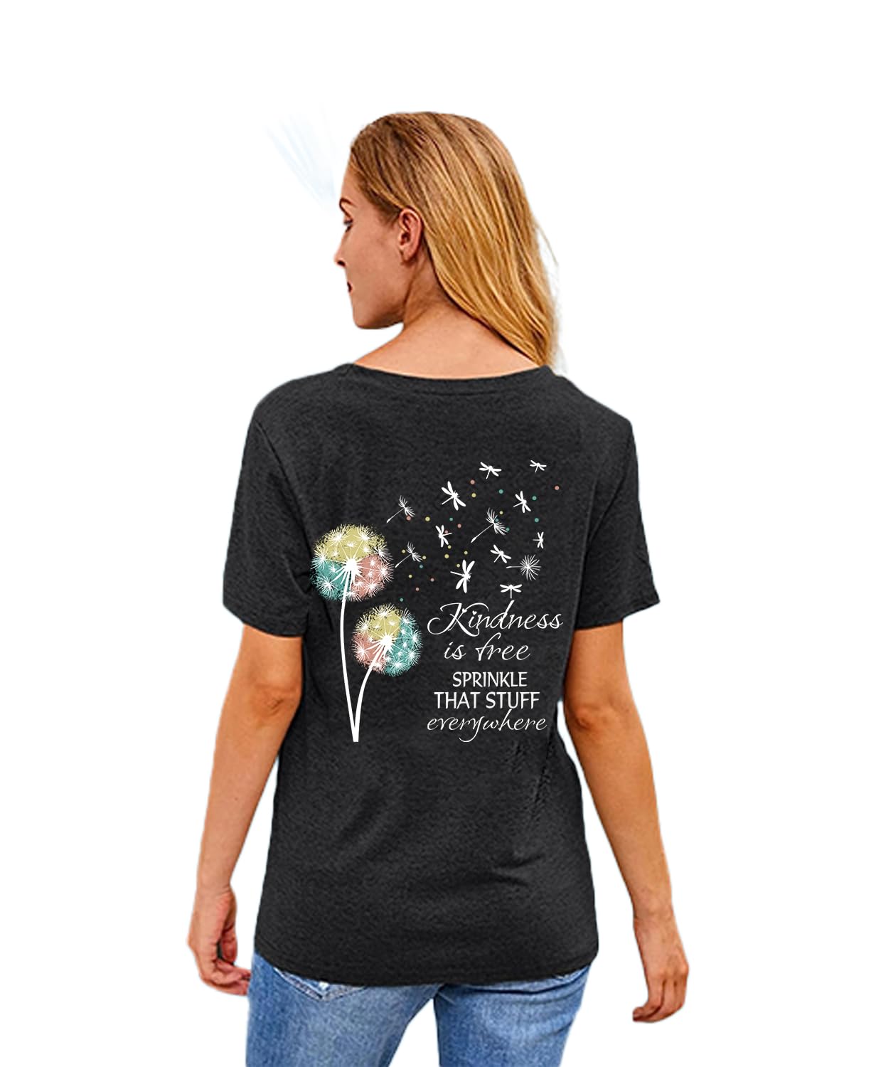 Be Kind Shirt for Women Teacher Kindness Positive Message Tshirt Dandelion Graphic Summer Tee Tops