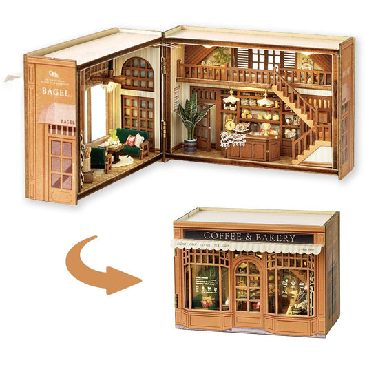 TuKIIE DIY Miniature Dollhouse Kit with Furniture, 1:32 Scale Opened & Closed Mini Cube Wooden Doll House Book Nook Creative Room for Kids Teens Adults(Forest Wonderland)