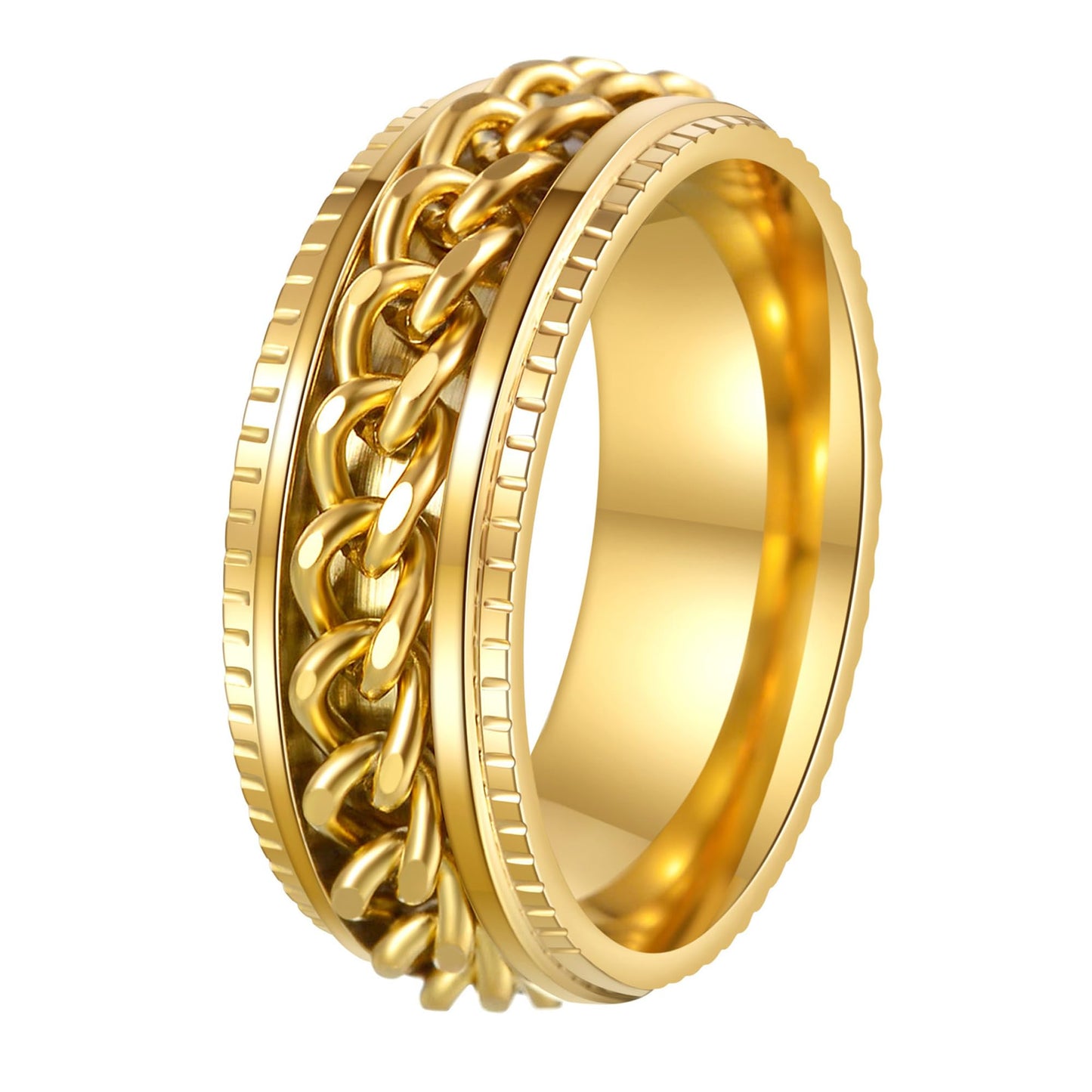 Mens Fidget Rings Anxiety Rings for Men Womens Chain Spinner Rings for Adults Titanium Steel Rings