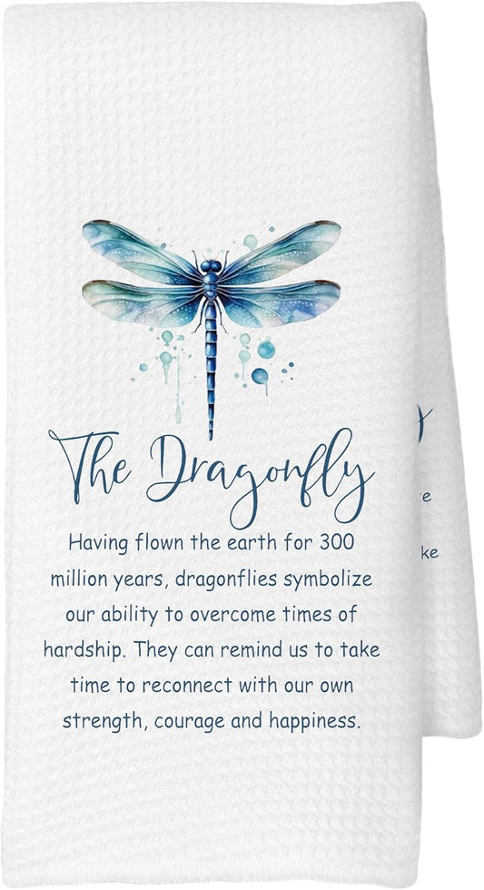 Inspirational Dragonfly Entomology Gifts Kitchen Towels, Watercolor Insect Collector Gift Illustrated Insect Decoration Tea Towels Kitchen Hand Towels 16x24 Inch for Kids Science Room Decor