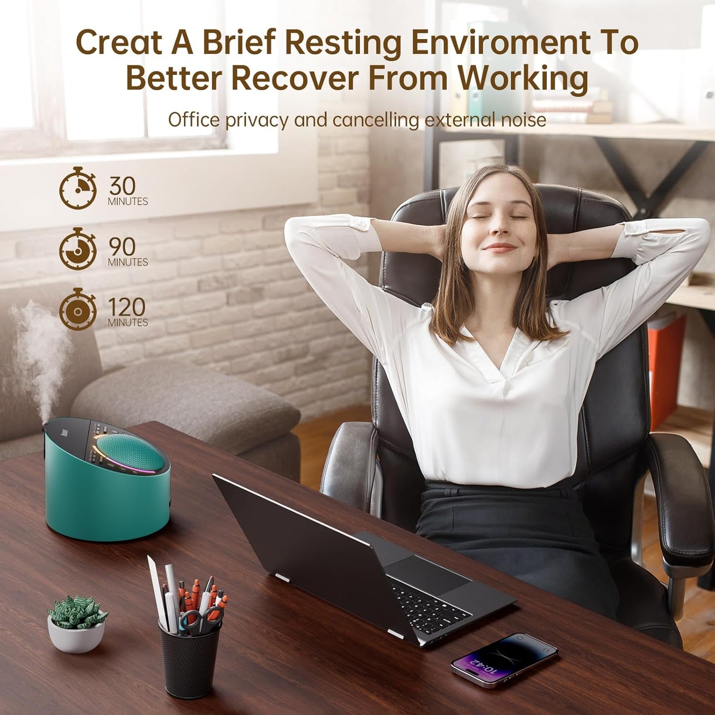 Pro 4-in-1 Sound Machine & Aroma Diffuser with 50+ Soothing Sounds, Schumann Resonance, Night Light-Metal Shell for Sleep,Focus,Relaxation (Compatible with AN-AIO25-BU/GY/TL)-Adults, Kids, Baby