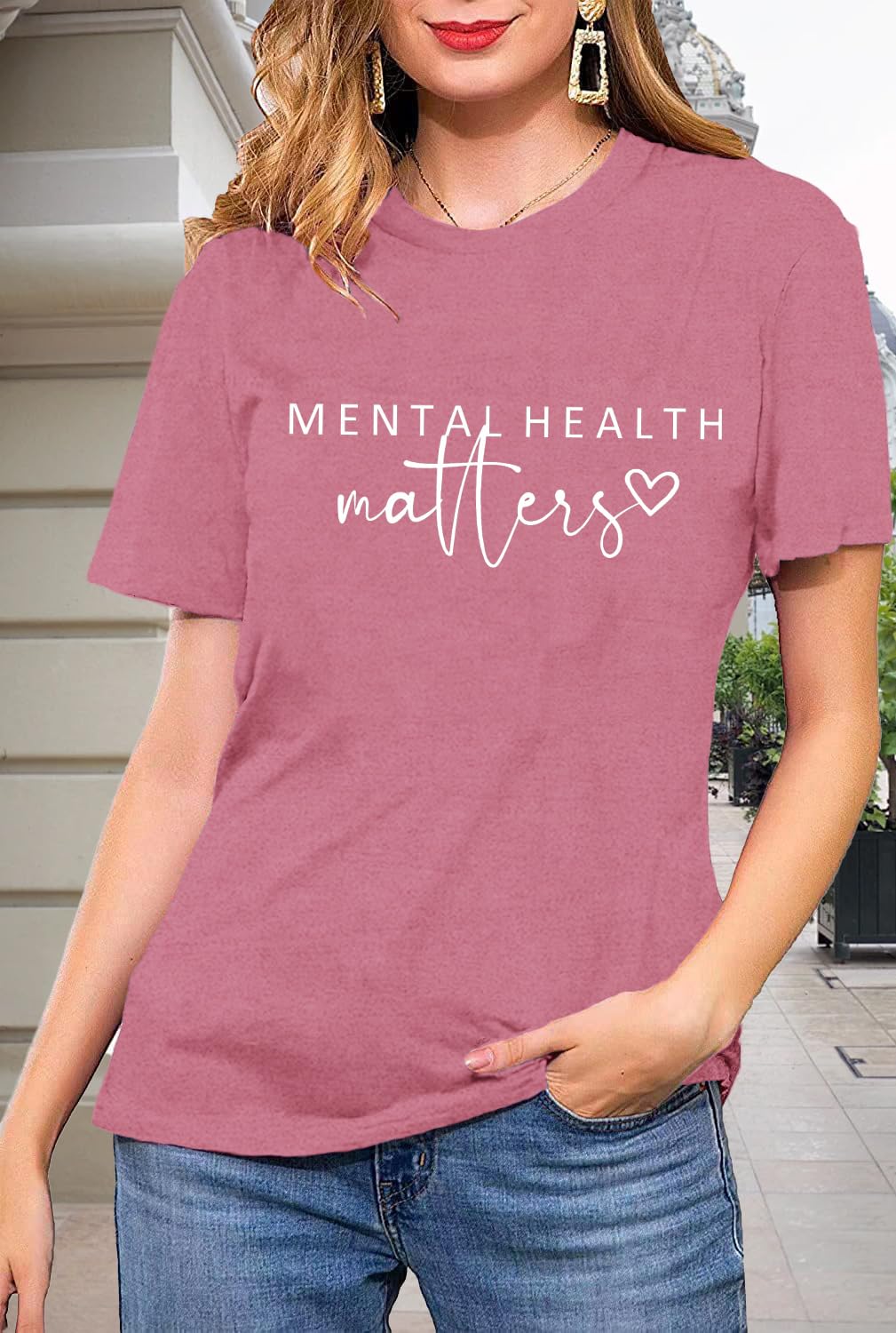Womens Mental Health Matter Shirts Brain Illness T-Shirt Inspirational Therapist Tee Tops