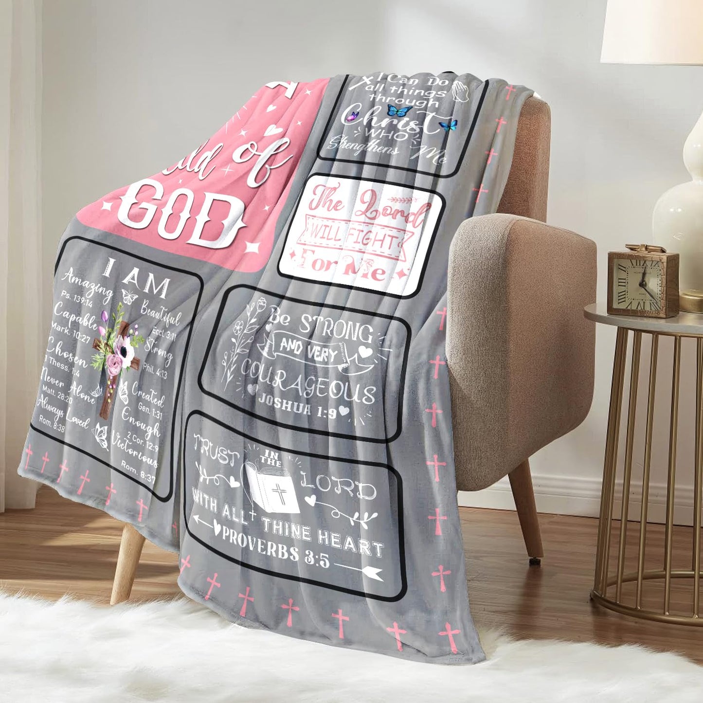 Christian Gifts for Women Inspirational Bible Verse Blanket Religious Scripture Prayer Faith Throw Blanket Soft Flannel Healing Blanket 50"X40"