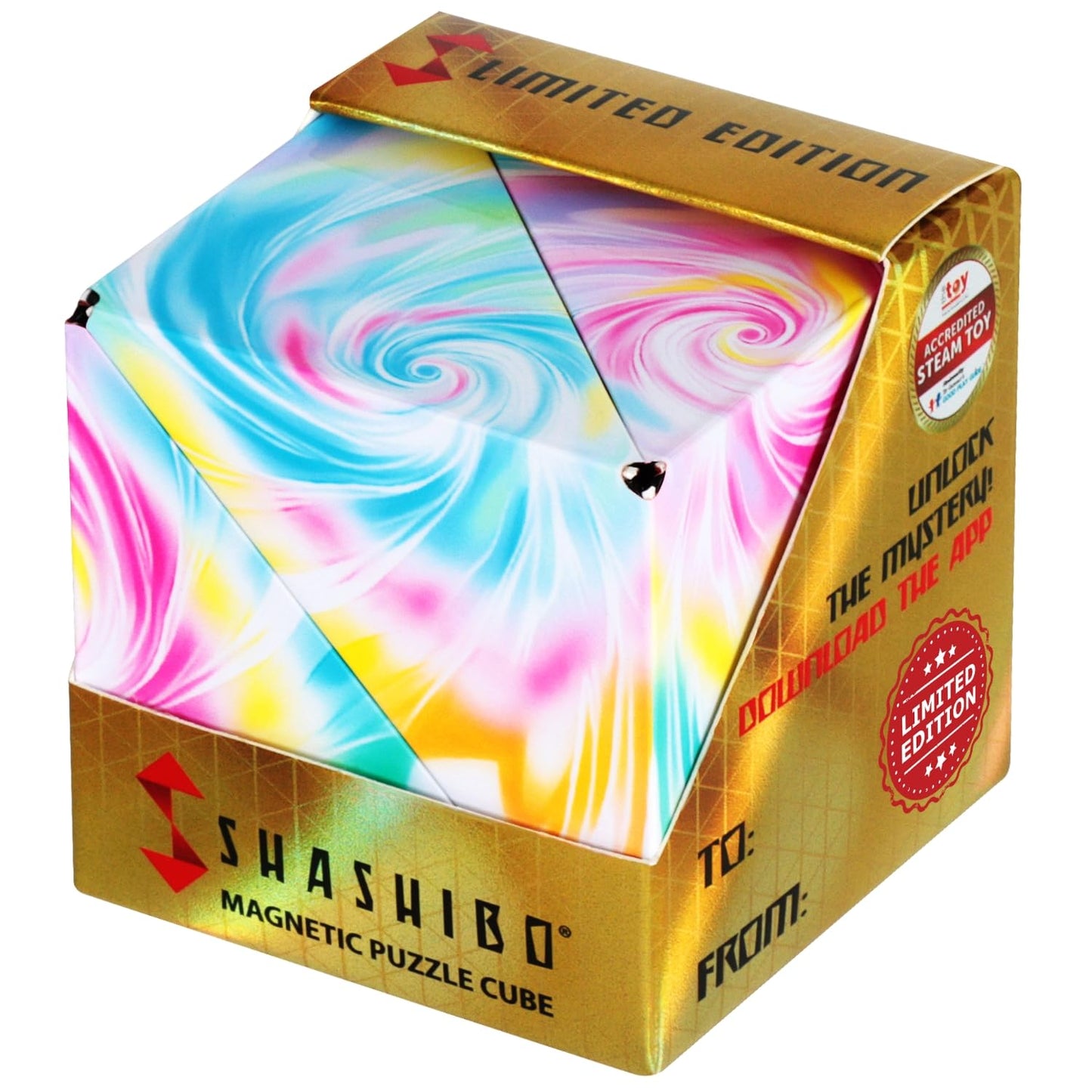 SHASHIBO Shape Shifting Box - STEM Magnetic Fidget Cube That Transforms Into Over 70 Shapes, Download Fun in Motion Toys Mobile App (Mystic Ocean)