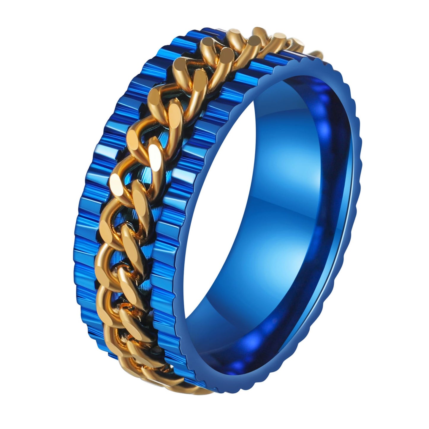 Mens Fidget Rings Anxiety Rings for Men Womens Chain Spinner Rings for Adults Titanium Steel Rings
