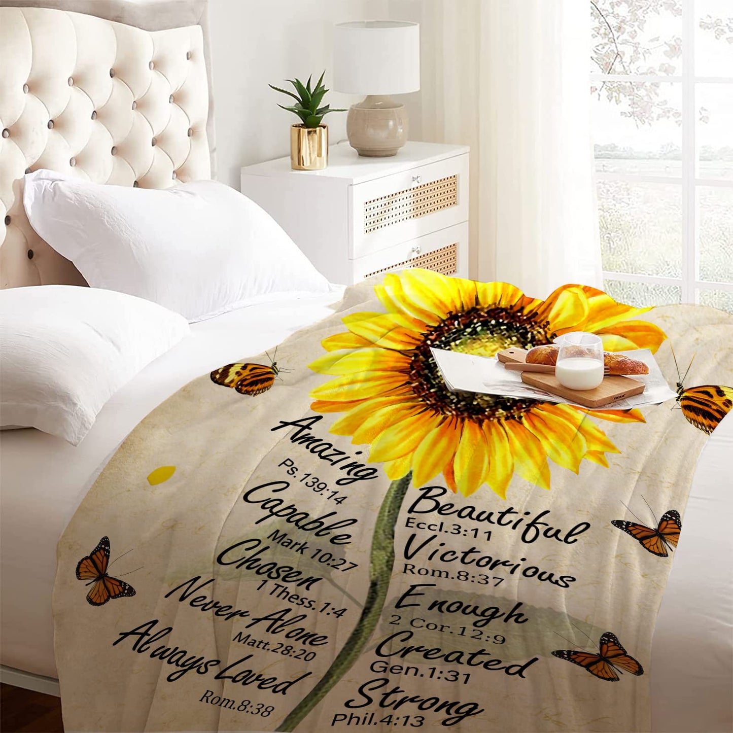 Christian Gifts for Women Inspirational Bible Verse Blanket Religious Scripture Prayer Faith Throw Blanket Soft Flannel Healing Blanket 50"X40"